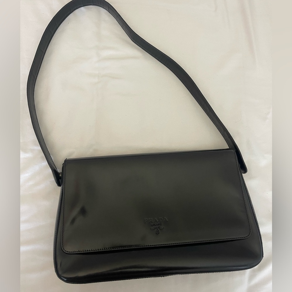 PRADA Spazzolato Fume Flap Bag